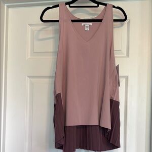ATHLETA Sz XL Dusty Rose/Purple Pleated Tank Top NWT